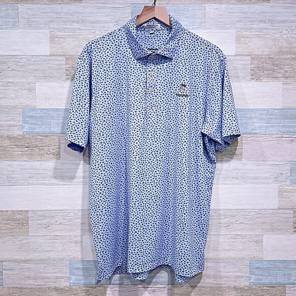 PETER MILLAR Summer Comfort Polo Blue Anglerfish Pasatiempo Golf Club Mens Large - Picture 1 of 7